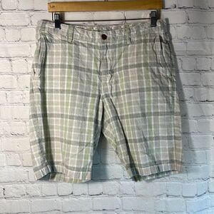 Tommy Bahama Men’s Linen Blend Shorts size 34 Beige Green‎ Brown Plaid